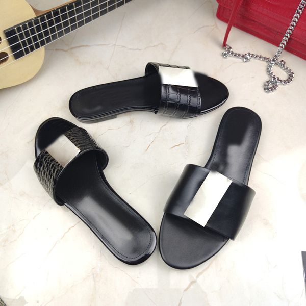 

womens fashion spring and summer new flat heel shoes open toe half slippers solid color womens sandals primary color box 35-41, Black