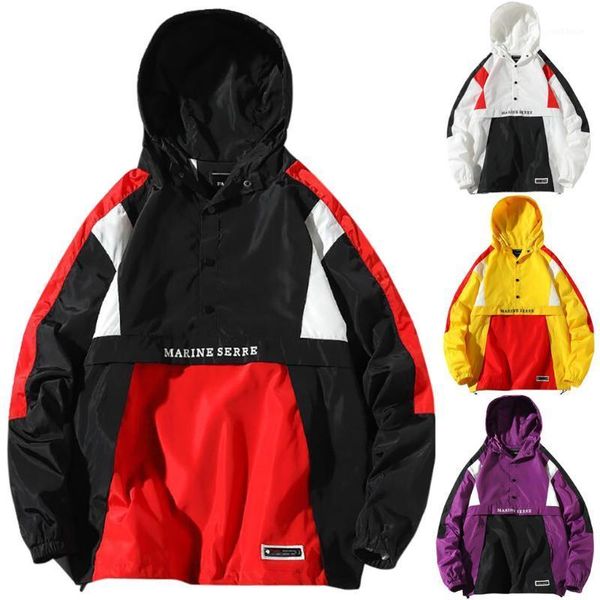 

men autumn winter casual loose jacket coat hooded patchwork outdoor sport jacket coat erkek mont male1, Black;brown