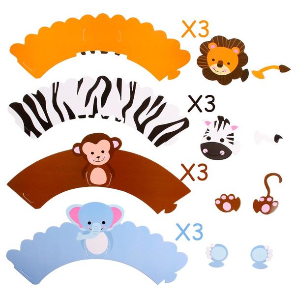 

фенритрис динозавр кекс обертки топперы джунгли вечеринка день рождения декор декор детские животные украшения торта поставляет торт топпер