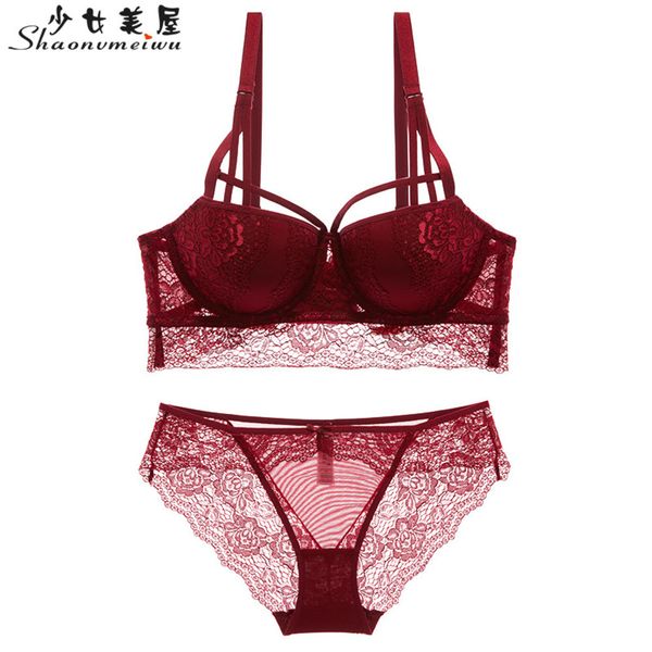 

novo roupa interior algodao sutia push e conjuntos calcinha 3/4 copo verde marca rendas conjunto de l c1211, Black;white