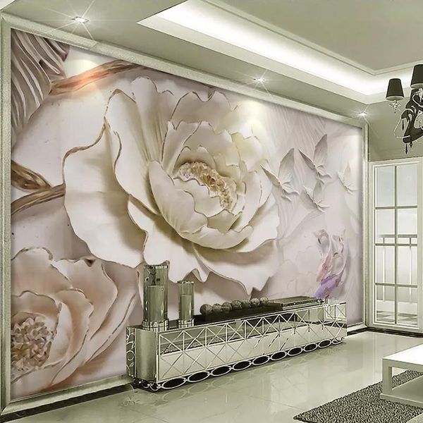 

custom wall cloth modern 3d elegant peony squid p wall mural wallpaper for living room tv sofa home decoration paper 3d