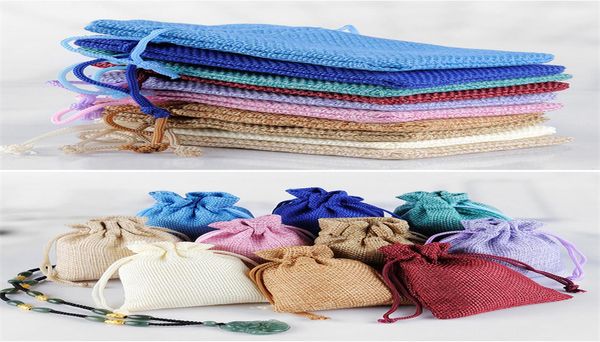 

10 шт. 79см 10x14 см 13x18 см 15x20см различные цветные окружающие окружающие пушки сумки косметический ганни материал упаковка gunny bag 10