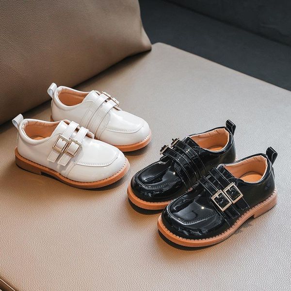 

children' leather shoes 2021 spring new boys flats british style shoes fashion all-match girls performance 26-36 retro, Black;grey