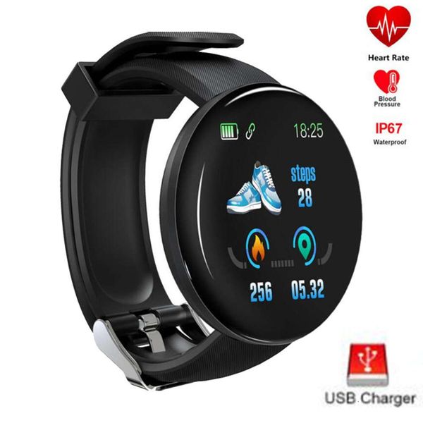 

sports watch d18 men, smart wristband with heart rate blood prsure control, bluetooth and waterpr
