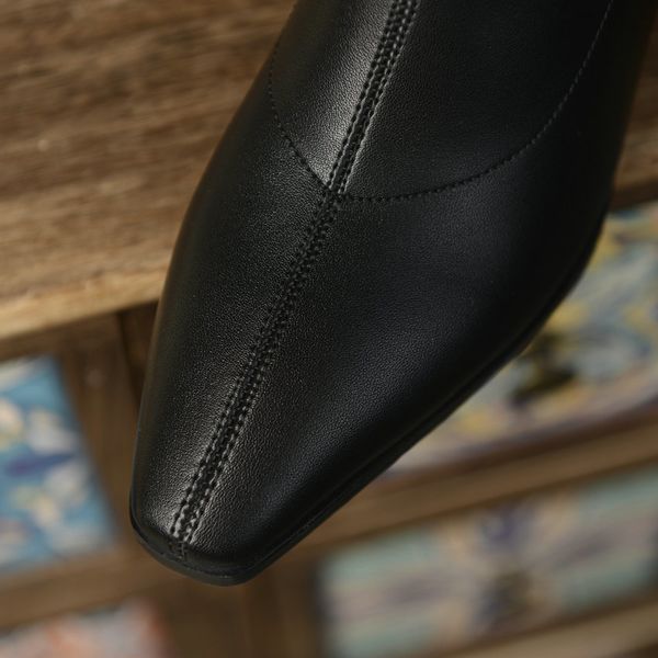 

2021 new quality cow leather zipper ankle hoof high heel fashion women shoes autumn winter concise short boots size34-39 ebwe, Black