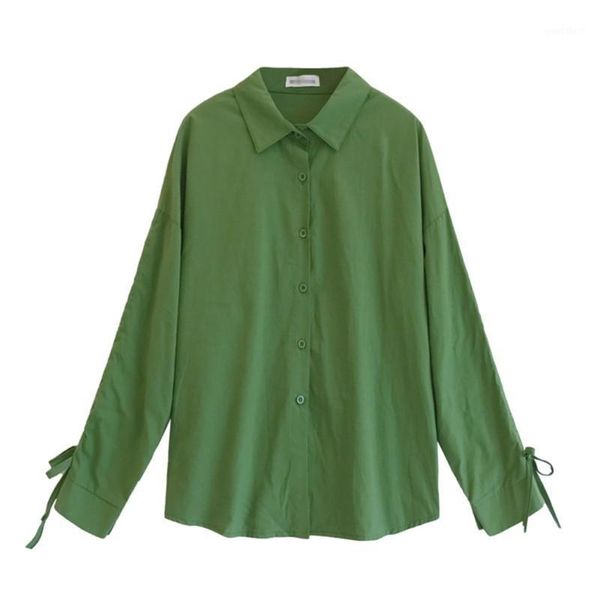 

long sleeve blouse loose elegant ladies laple neck office work shirt women casual women solid color blouses1, White