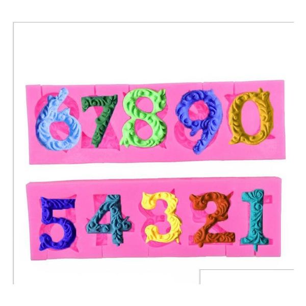 

silicone cake mold 0-9 numbers kitchen tools birthday digital mould number shape chocolate mould birthday cake tools 17.5*5.5*1.3cm zwr5j