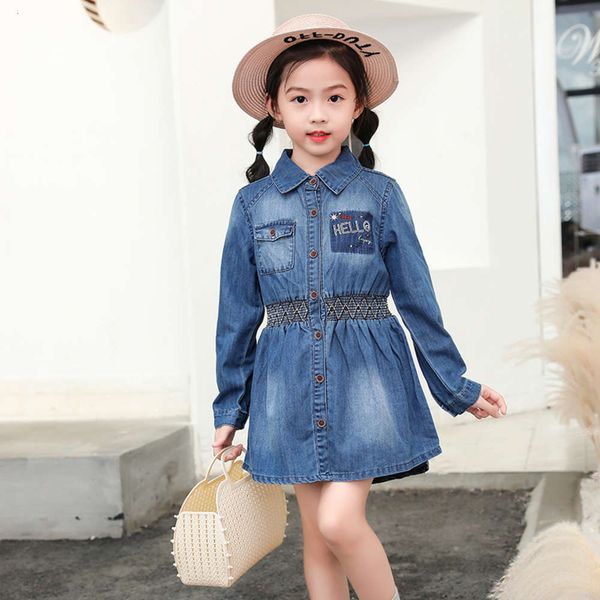 

new autumn and girls' winter 2021 drs spring children's wear denim long sve skirt, Red;yellow