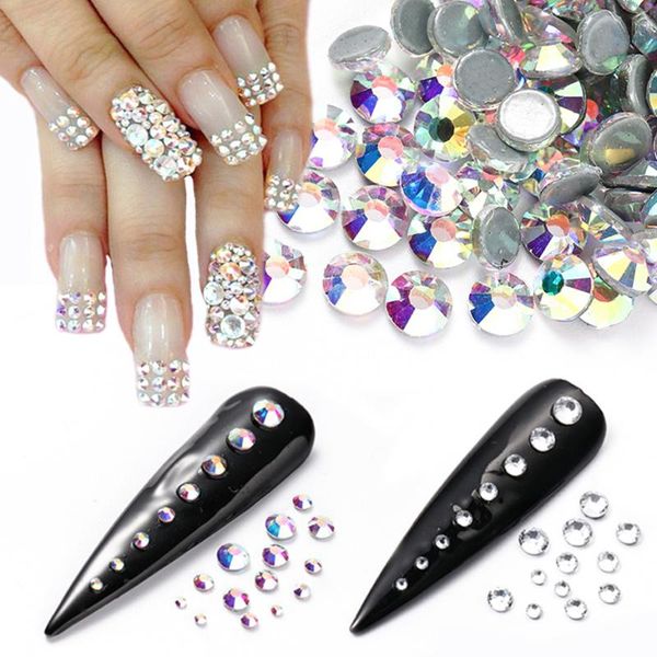

1440pcs crystal white nails art rhinestones glass flatback diamond stones 3d shining gem strass charm manicure decoration be1610, Silver;gold