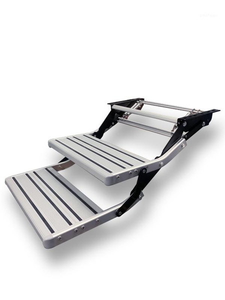 

rv aluminum anti-skid steps caravan rv double manual pedal1