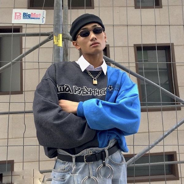 

sweater russian sleeve with embroidered football collar, Black