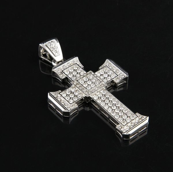 

cuban full mens gold diamond cross link chain necklace iced out pendant hip hop jewelryt2y6