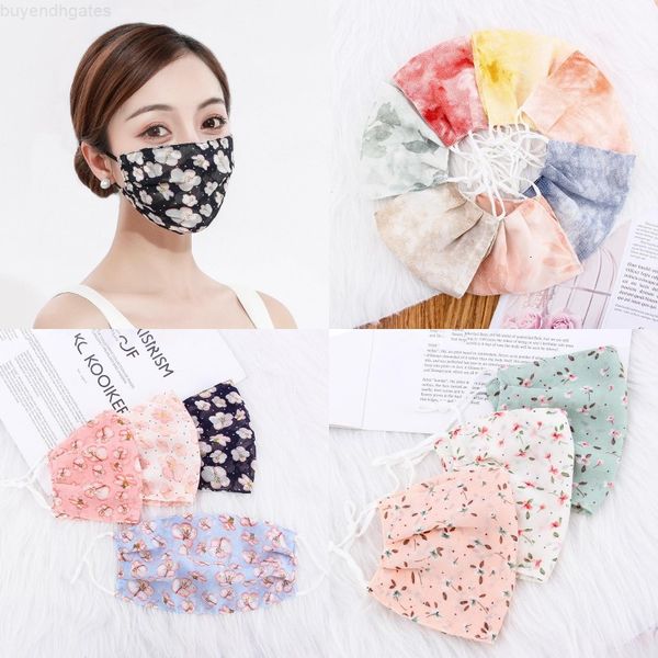

ladies ice silk sunscreen floral mouth thin spring summer breathable masks woman washable face mask