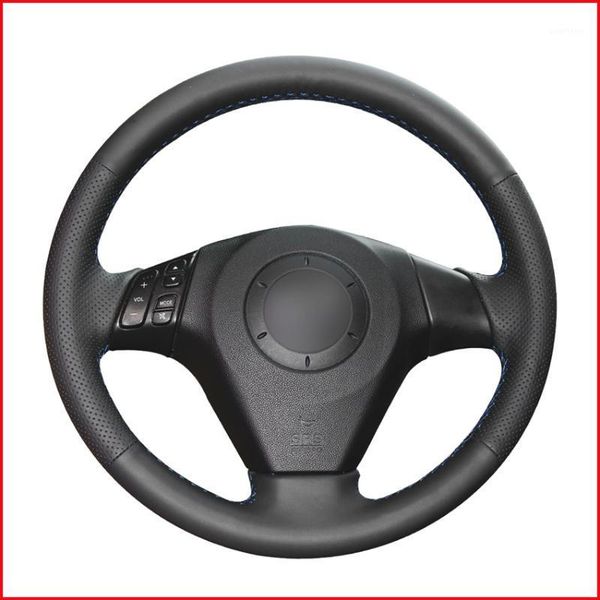 

hand sewing black pu artificial leather car steering wheel covers for 3 axela 2004-2009 5 6 atenza mpv1