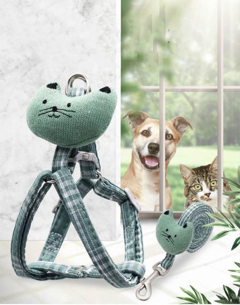 

adjustable pet leashes puppy collar cat harness pet dog harness with cute dolls for small and medium dog accessories outdoor