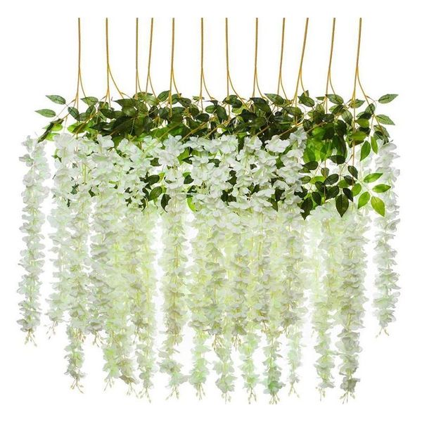 

artificial flowers silk wisteria fake garden hanging flower plant vine home wedding party jllymx lucky2005