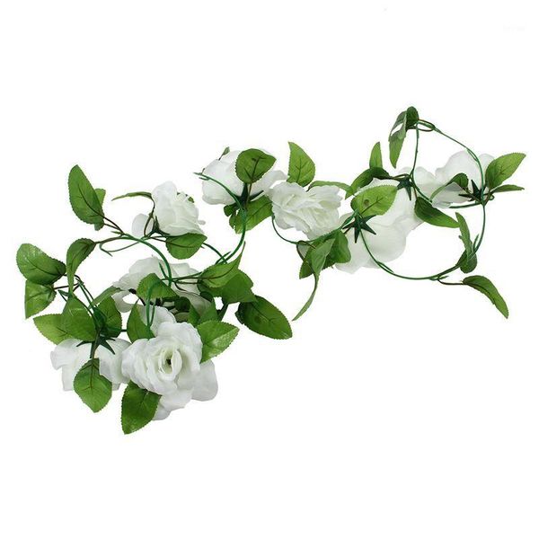 

artificial rose silk flower vine garland home wall party wedding decor white1