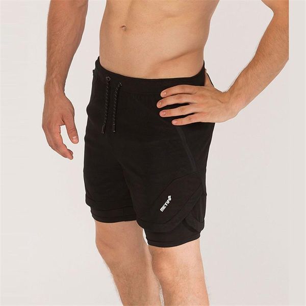 

2020 summer double-deck shorts fashion mens fitness bodybuilding breathable quick drying short gyms men casual joggers shorts, White;black