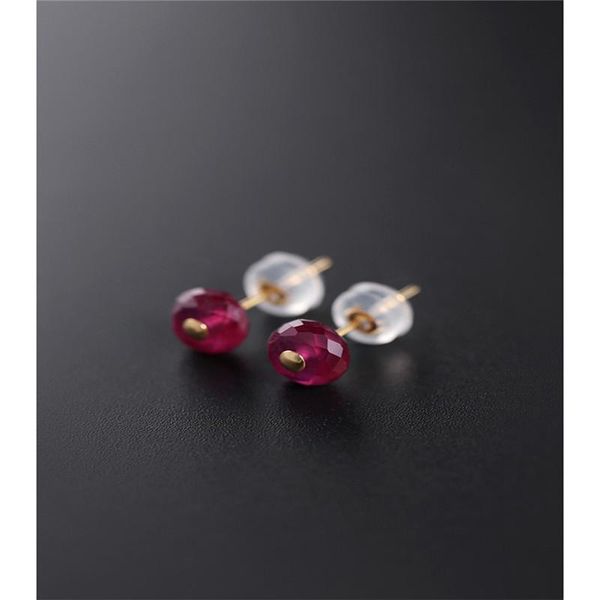 

daimi faceted ruby earrings women's day genuine yellow 18k gold simple earrings gift customization, Golden;silver
