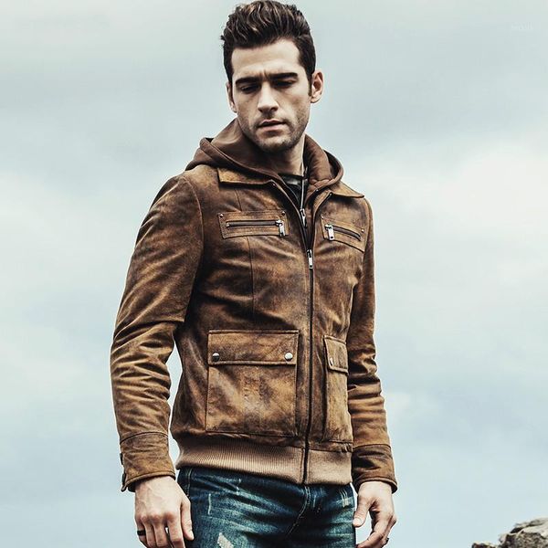 

plus autumn winter genuine size vintage motorcycle mens leather jacket chaqueta cuero hombre m-222 yy8821, Black