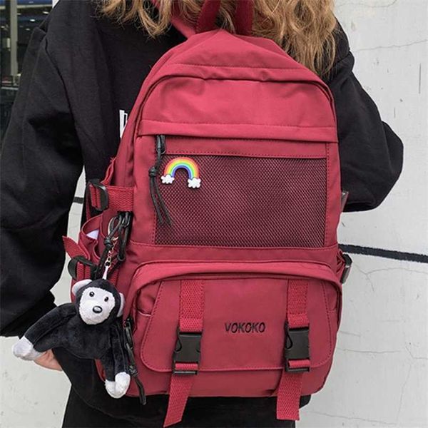 Nylon impermeável enopella mulheres moda mochila para meninas viajar alta capacidade estudante bookbag homens preto laptop saco 202211
