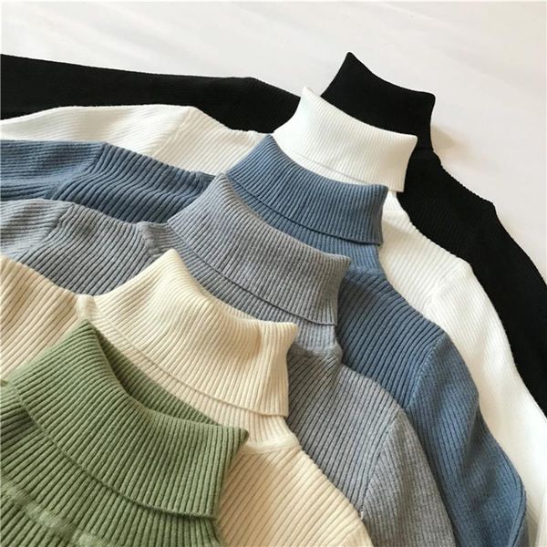 

autumn winter thick sweater women knitted pullover ribbed sweater long sleeve turtleneck slim warm soft pull femme jumper 2020, White;black