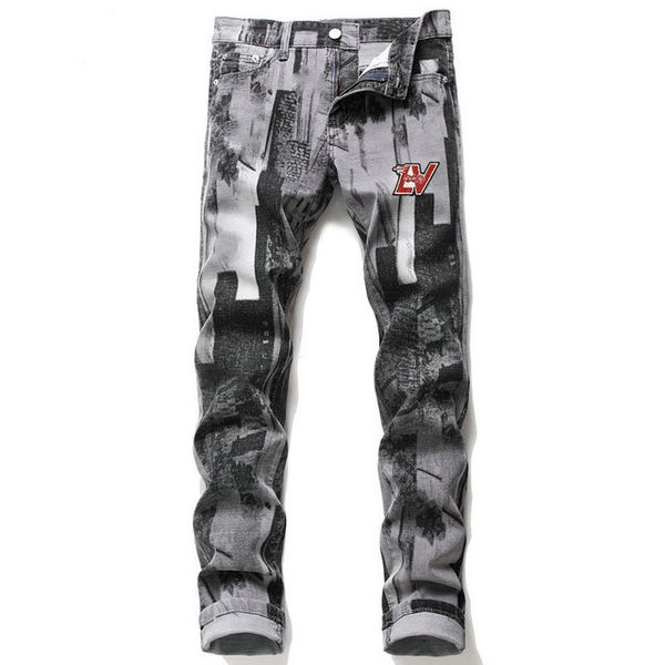 

men's distressed stretch ripped biker jeans men hip hop slim fit holes punk denim jeans cotton pants mens skinny jeans, Blue