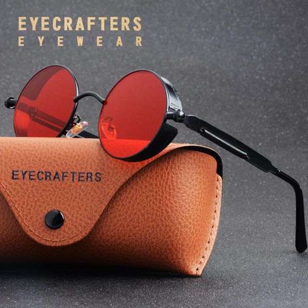 

womens gothic steampunk sunglasses round brand designer men retro transparent see through sunglasses uv400 vintage, White;black