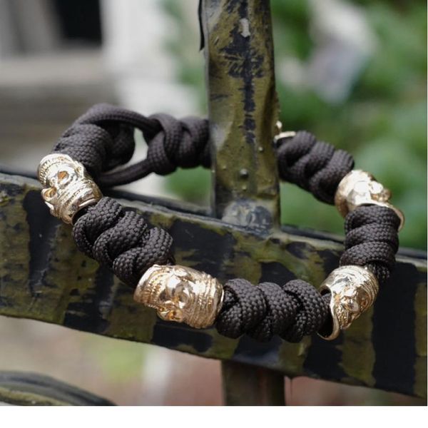 

new punk style men skull woven bracelet umbrella rope survival bracelet hand-woven personality friendship bracelets for jllvec