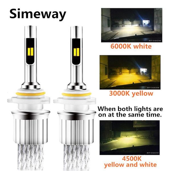 

2pcs auto led h1 h4 h7 9005 headlight 9600lm dual color tricolor 3000k 6000k 4300k h3 h11 4 car led headlamp fog light 12v 24v1