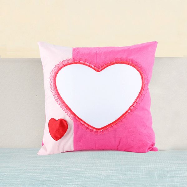 

cushion transfer 40*40cm thermal sublimation plush square pillowcase cover personality diy heart pattern pillow case wit