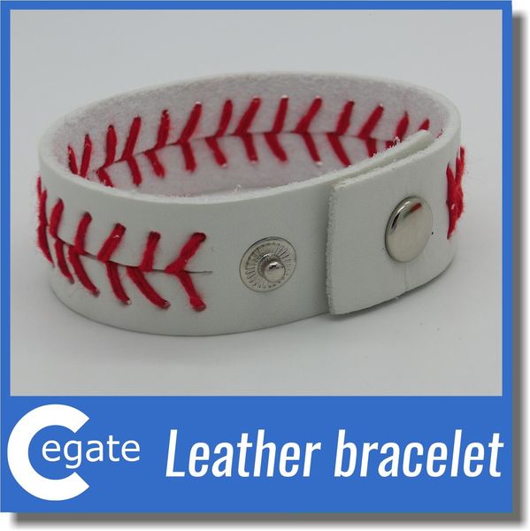 

stitching leather baseball or softball red with and snap closure sports jewelry bracelet