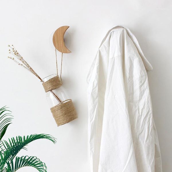 

1pcs scarf holder hanger hook beech wood nature color multi purpose children bedroom decorate nordic style moon star pattern key1