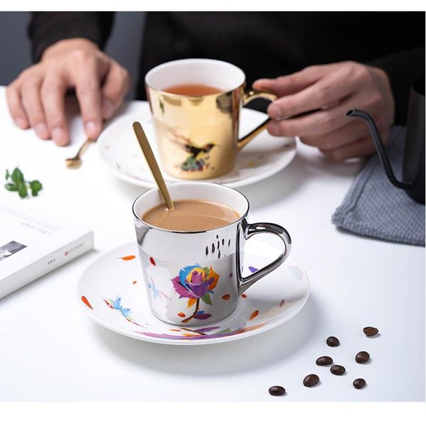 

mugs christmas amimal picasso lion body couples cups patten creative reflection coffee set milk mug electroplate gifts