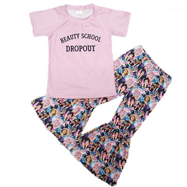 

clothing sets fashion summer outfit girl boutique letters designs set pink and bell pants1, White