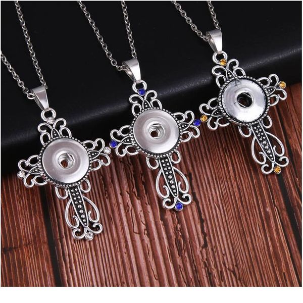 

boom life new trendy faith cross style snap necklace & pendant with link chain fit 18mm snap button jewelry for wo bbycut, Silver
