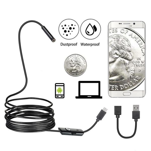 

endoscopic camera snake line 7/8mm lens waterproof usb pc / android borescope camera for pipeline car / home