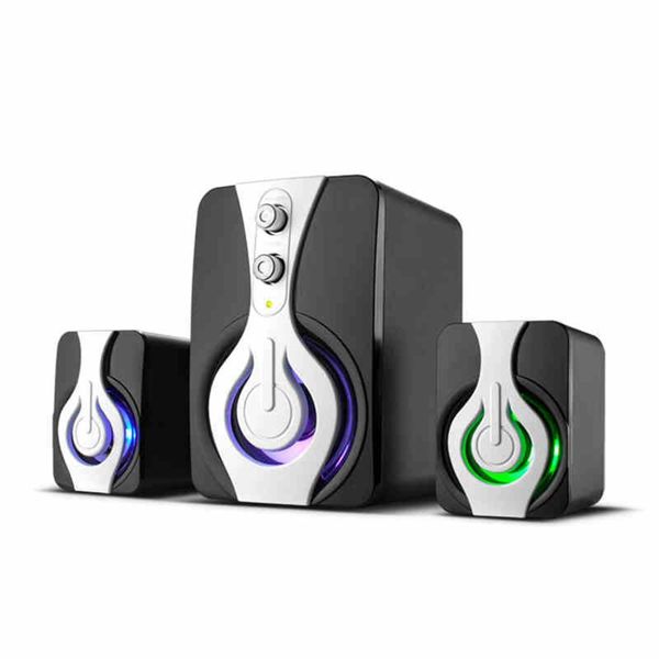 

3 pcs computer speaker mini 2.1 usb powered speaker with colorful rgb light subwoofer for lap desk/ phone