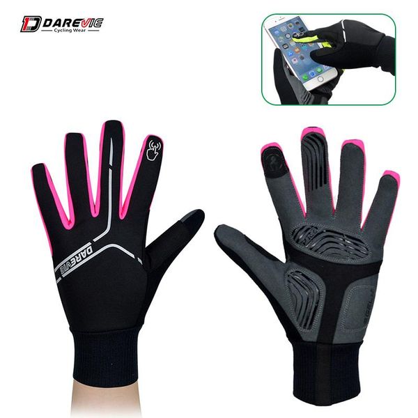 

darevie cycling gloves full finger touch screen windproof cycling gloves winter warm cycling glove thermal fleece mtb bike glove bbydoe, Black
