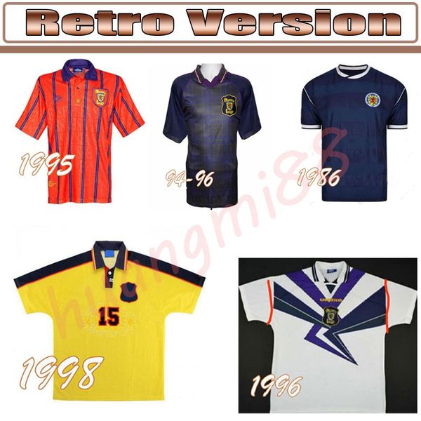 

1986 1995 soccer jersey world cup equipment home blue kits 1996 1998 classic vintage scotland retro football shirt, Black;yellow
