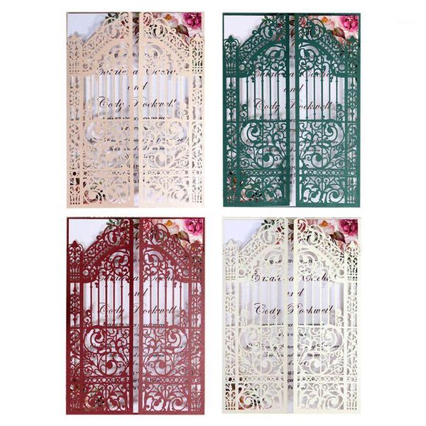 

20 pcs european style wedding invitation cards hollow out cover pocket supply1