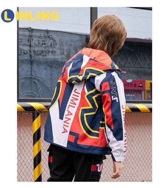 

linling fashion spring autumn jacket for boys kids coat hooded windbreaker children outerwear clothes clothing v302, Blue;gray