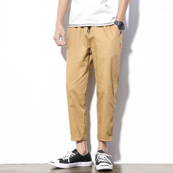 

2019 spring new japanese college wind men's casual trend sports straight nine pants personality youth popular party1, Black