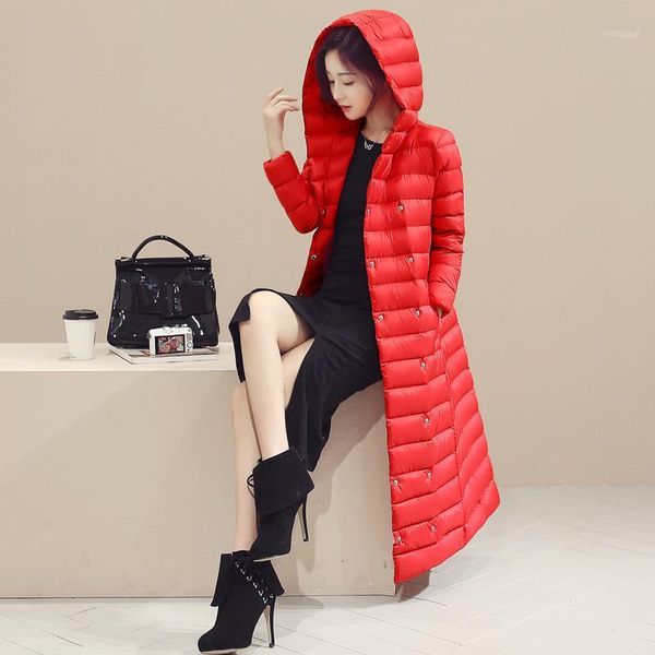 

fashion superior quality new winter double-breasted large size warm down jackets loose female white duck down jacket c 6681, Black