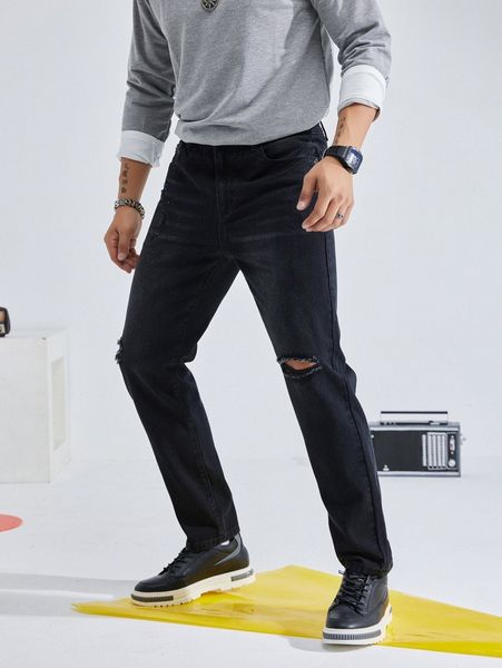 

men slant pocket ripped jeans r2ak#, Blue