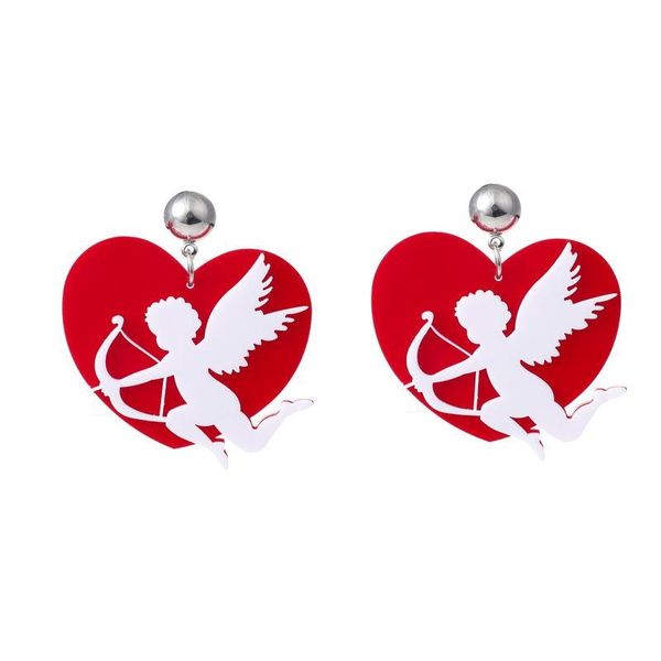 

dangle & chandelier duftgold harajuku cute cupid angel pendant earring elegant fashion heart for women party jewelry oorbellen wholesale, Silver
