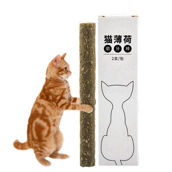 

interactive cat teaser natural pet chew toy cat sticks pet cleaning teeth supplies 2 pcs catnip molar stick set cats