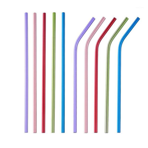 

drinking straws stainless steel colorful straw with silicone tips and cleaner brush kitchen bar accessories1