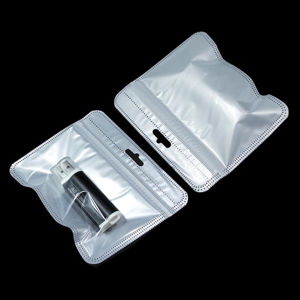 

400pcs lot zip lock clear white pearl lustre resealable plastic packaging bags with hang hole electronic accessories party pouch h bbylmw