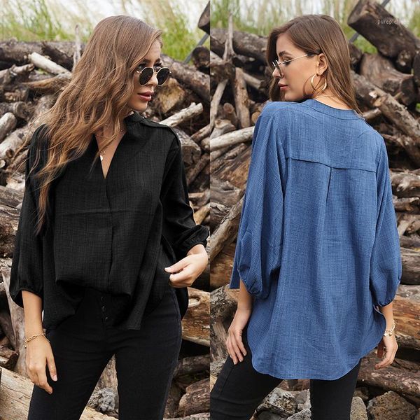 

2020 summer plus fertilizer increase casual loose lapel large size fat shirt female new long sleeve1, White